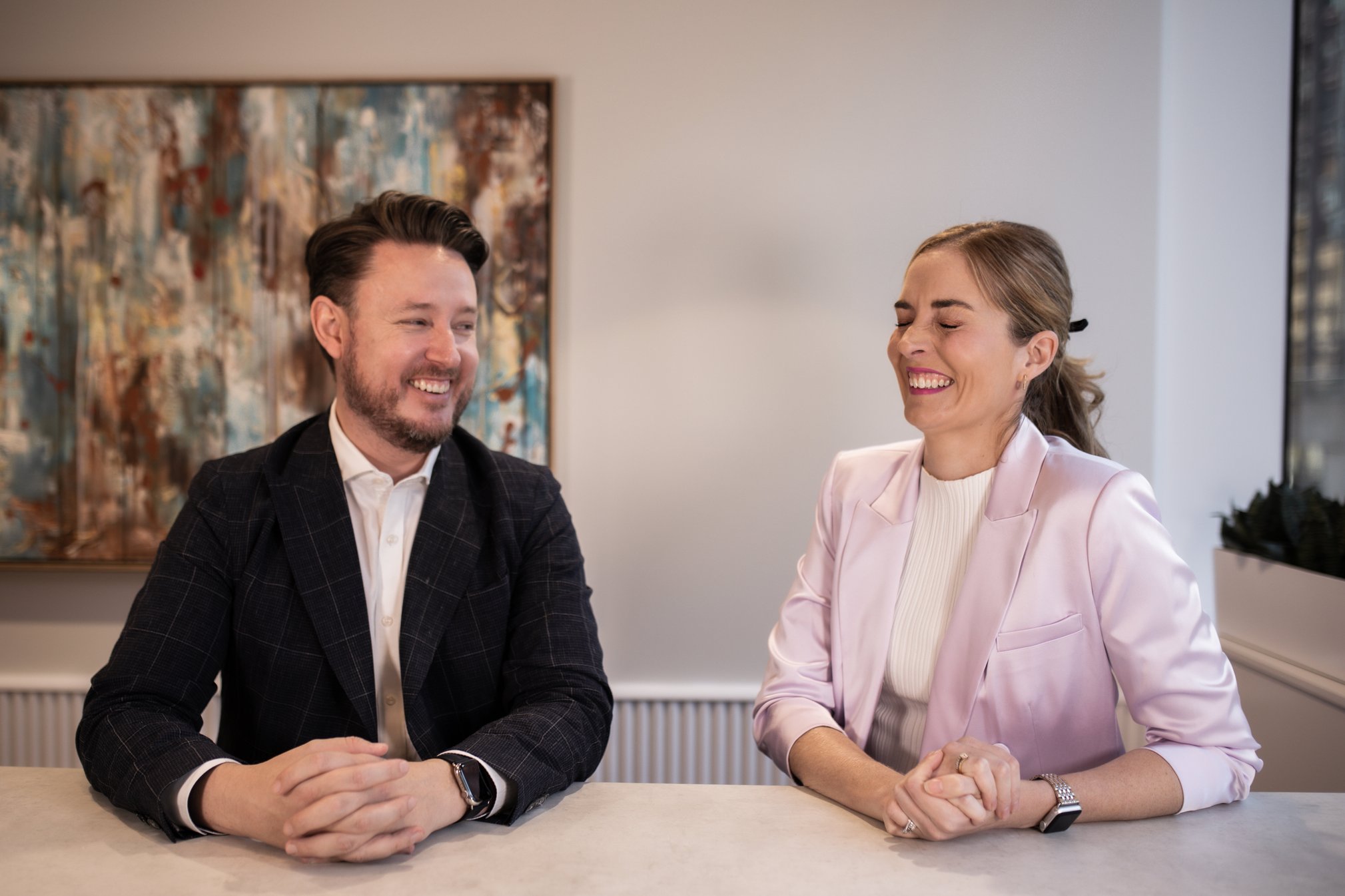 Chris and Julia laughing in the kitchen 2 Chris and Julia laughing in the kitchen 2