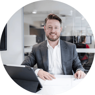 Chris at desk Chris at desk